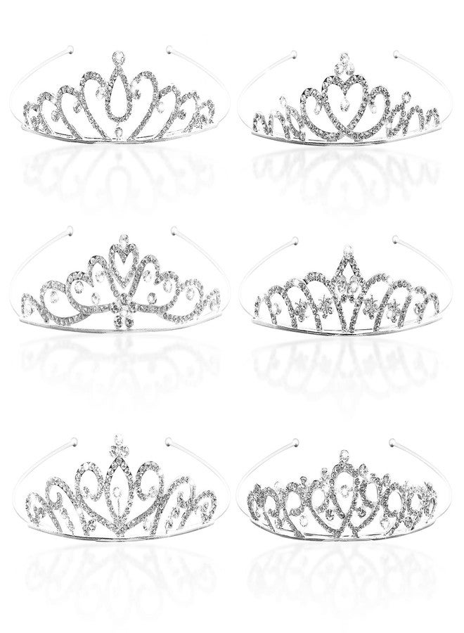 Siutaga 6 Pieces Princess Crowns for Little Girls Rhinestone Queen Crowns Bouquets Bling Tiara Headband Silver Hair Jewelry Accessories for Women Senior Birthday Wedding Prom Bridal Valentine Party Decor - Image 1